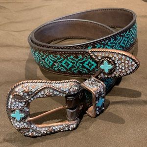 Like new Nocona Turquoise and Brown Leather Belt